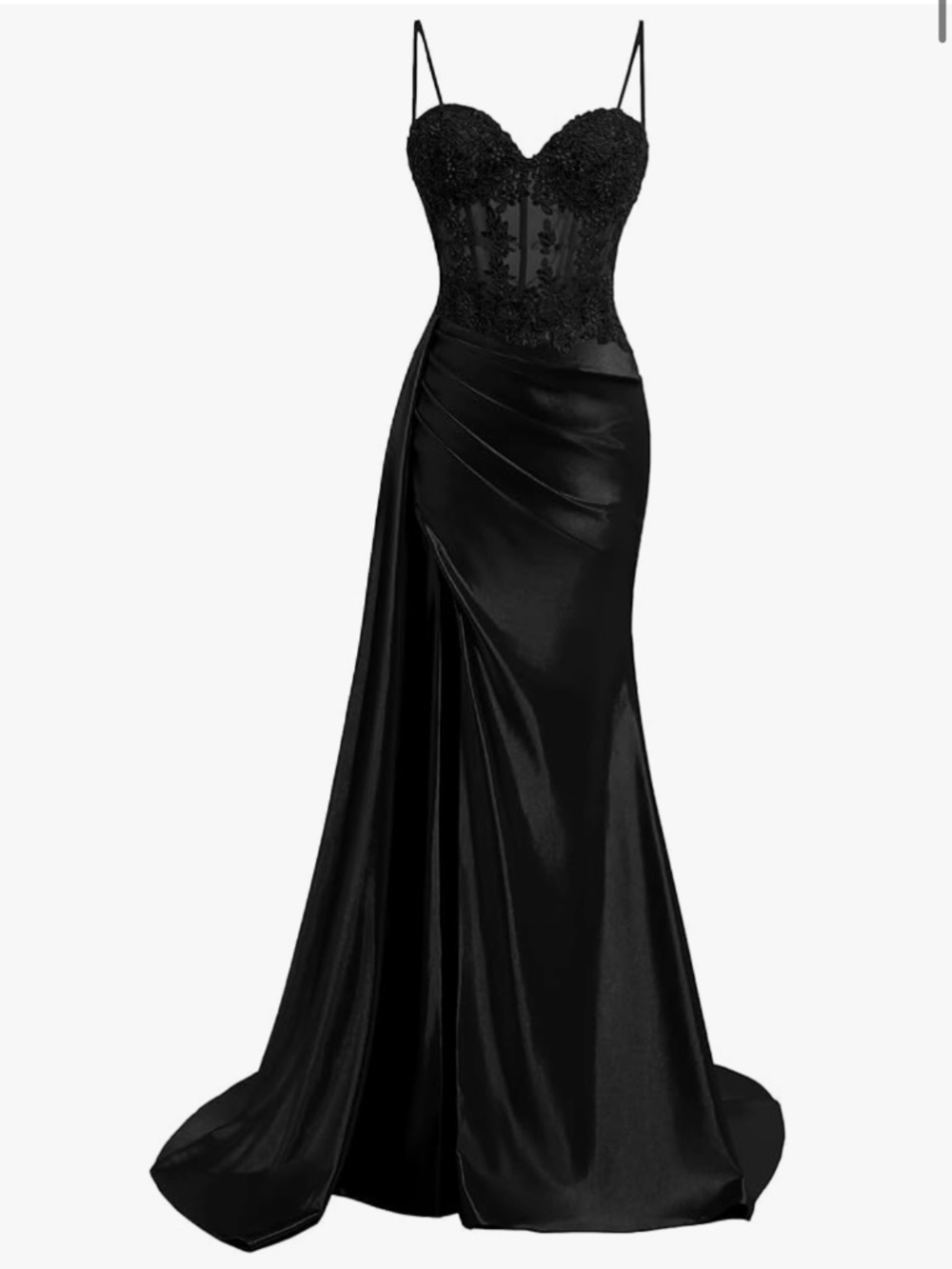 Black satin prom/evening gown size 2
